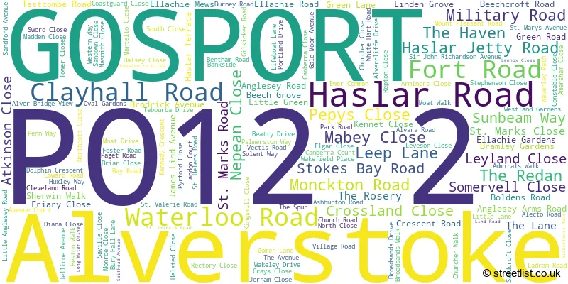 A word cloud for the PO12 2 postcode